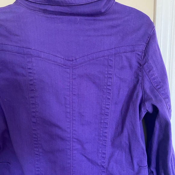 One World Purple Denim Jacket with Metal Studded Detail, Size M - Picture 4 of 12